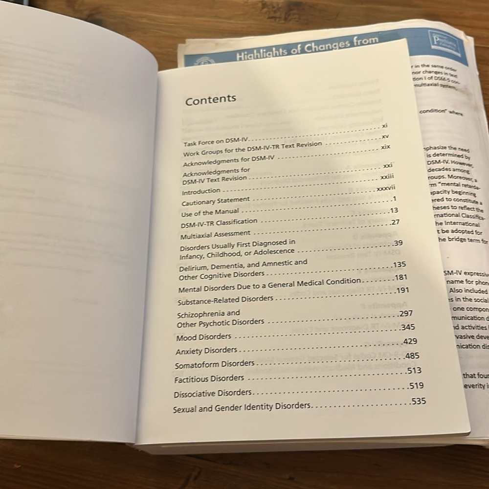 DSM-IV-TR Manual with DSM 5 Updates Printed Out - Picture 2 of 4